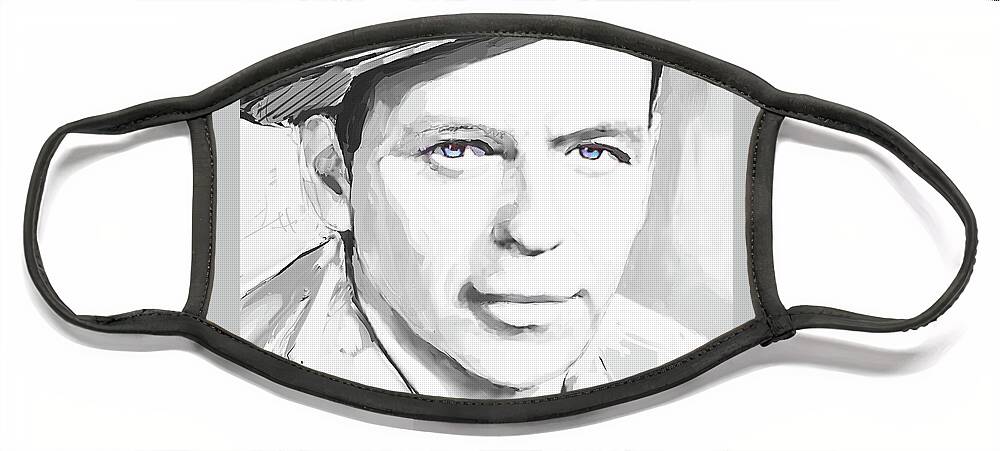 Frank Face Mask featuring the painting Frank Sinatra I Silver by Jackie Medow-Jacobson