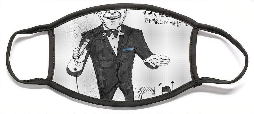  Face Mask featuring the drawing Frank Sinatra by Phil Mckenney