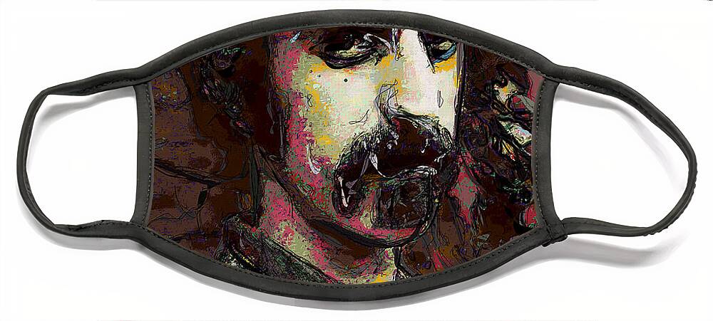Zappa Face Mask featuring the digital art Frank Zappa by David Lane