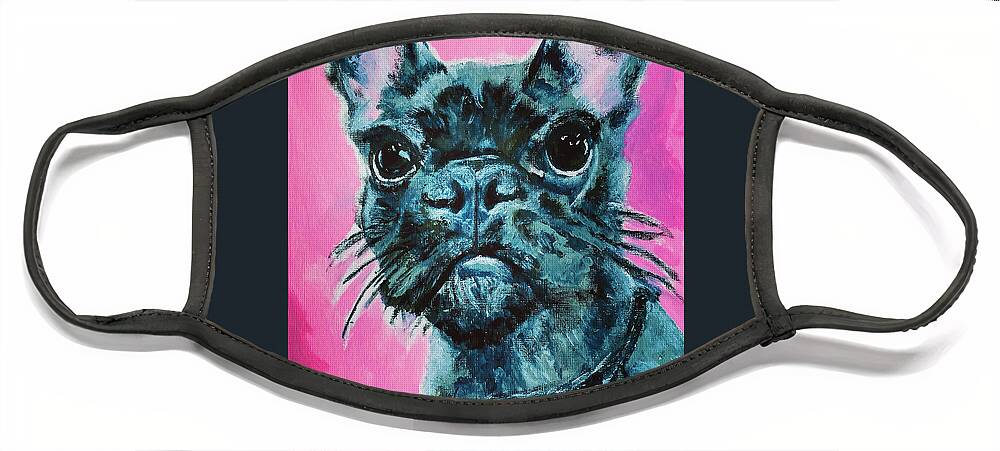 French Bulldog Face Mask featuring the painting Frenchie by Melody Fowler