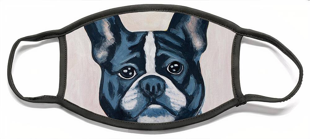French Face Mask featuring the painting Frenchie by Pamela Schwartz