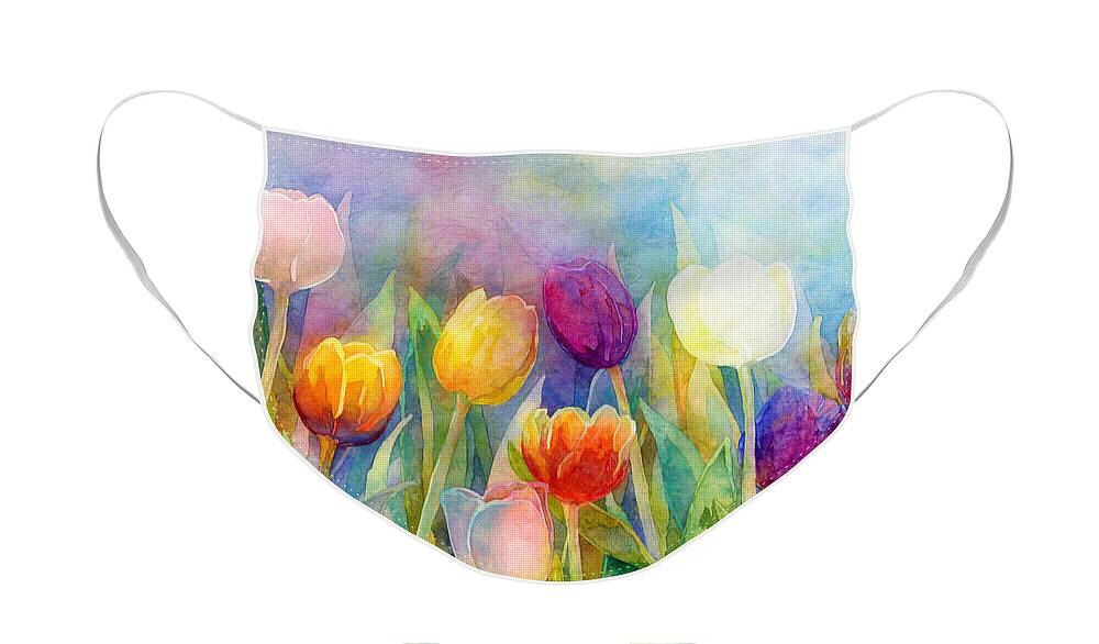 #faatoppicks Face Mask featuring the painting Fresh Tulips by Hailey E Herrera