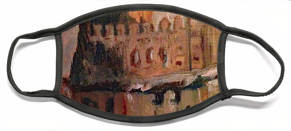 Frias Castle Face Mask featuring the painting Frias Castle by Roxy Rich