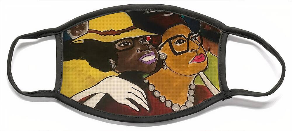  Face Mask featuring the painting Friends by Angie ONeal