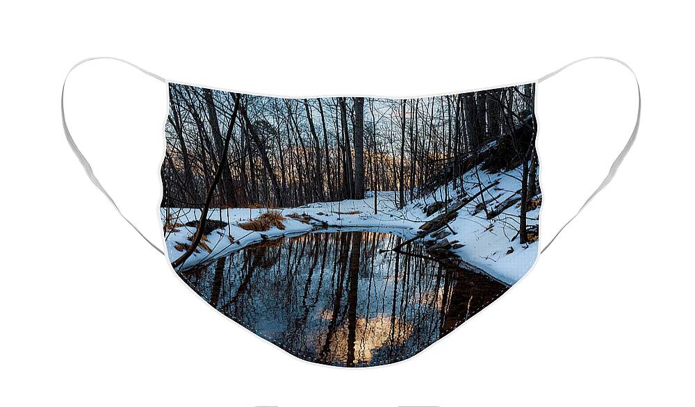 Winer Face Mask featuring the photograph Frog Pond Sunset Reflection by Lara Ellis