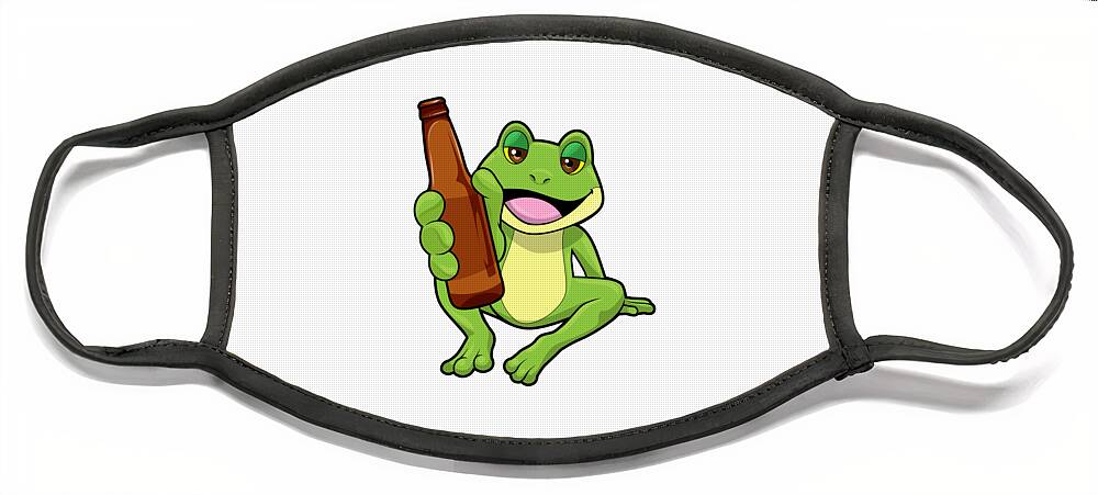 Frog with Bottle of Beer Face Mask Schnabel - Pixels
