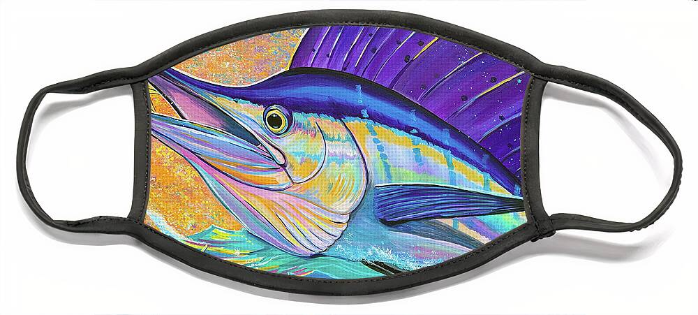 Sailfish Face Mask featuring the painting From Dusk to Dawn by Mark Ray