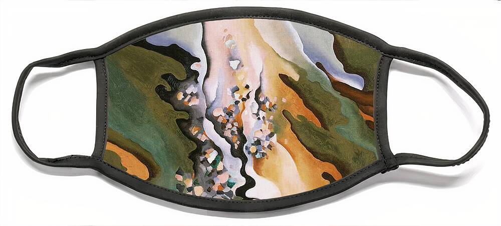 Georgia O'keeffe Face Mask featuring the painting From the Lake No 3 - Abstract modernist landscape painting by Georgia O'Keeffe