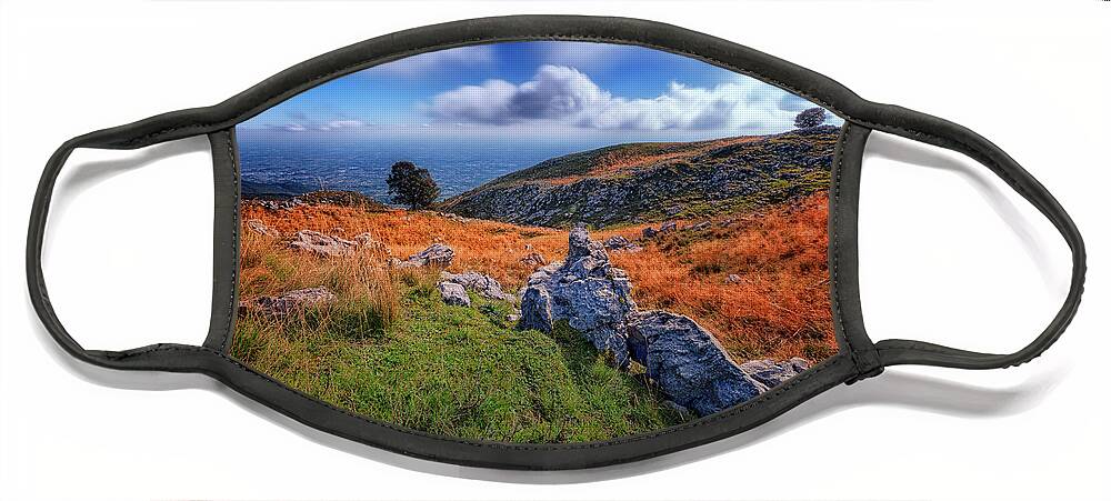 Pizzoc Face Mask featuring the photograph From the mountain to the sea - Italian Alps by The P