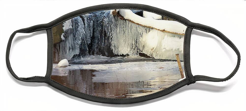 Ice Face Mask featuring the photograph Frozen Waterfall in Brooklyn by Auden Johnson