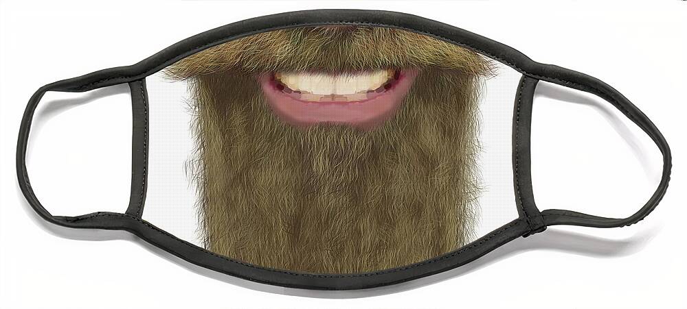 Face Face Mask featuring the drawing Full Beard Facial Hair Male Novelty Face Mask by Joan Stratton