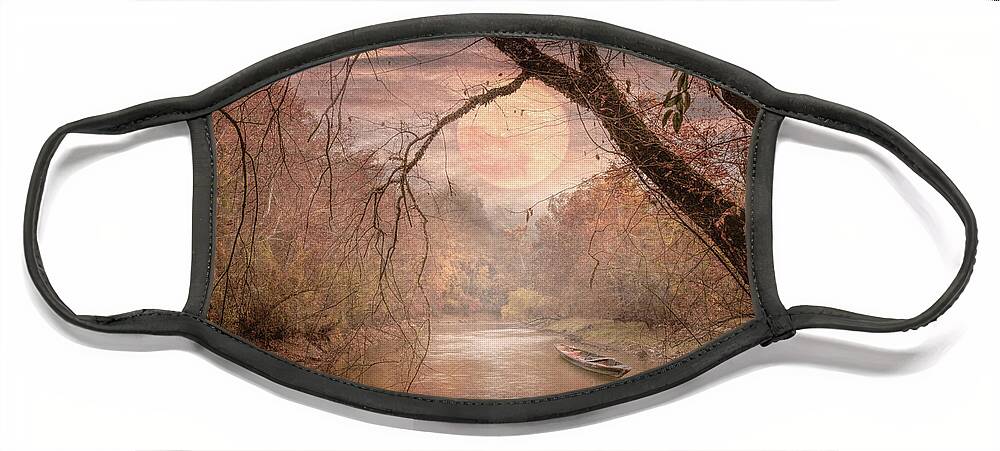 Lake Face Mask featuring the photograph Full Moon Pale Reflections by Debra and Dave Vanderlaan