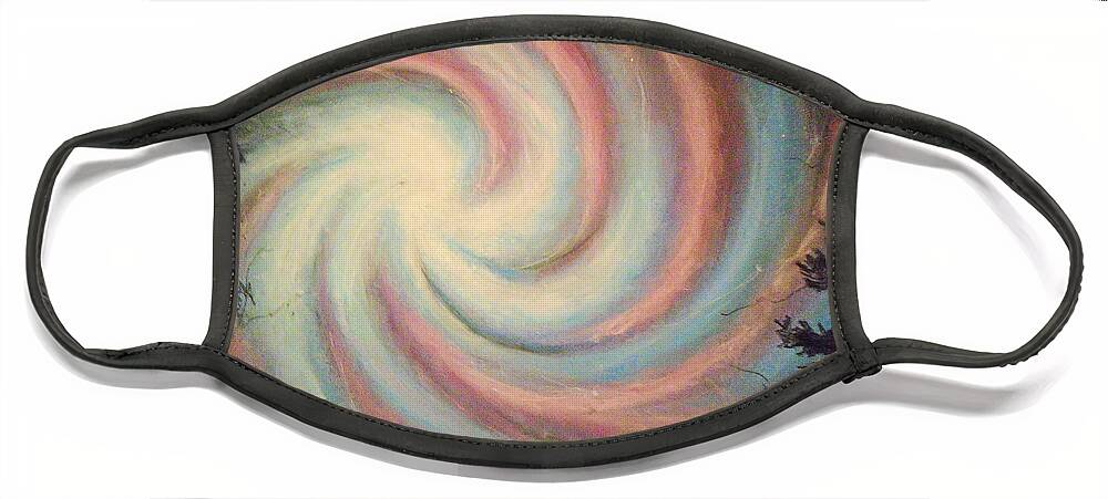 Galaxy Face Mask featuring the painting Galaxies Unite by Jen Shearer