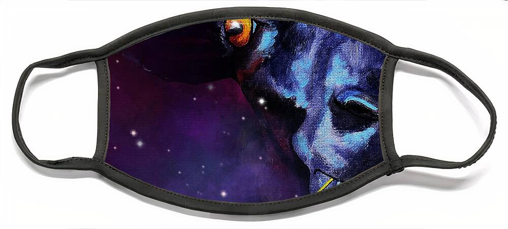 Sheep Face Mask featuring the painting Galaxy Hailey by DawgPainter