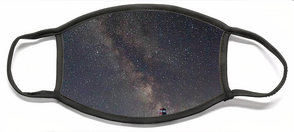 Galaxy Milky Way Night Shots Light House Sea Ocean Rocks Light Cliffs Boars Head Nova Scotia Face Mask featuring the photograph Galaxy Milky Way by David Matthews