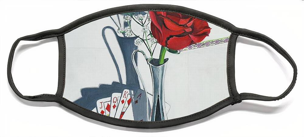 Popular Face Mask featuring the painting Gamblin' Rose by Dorsey Northrup