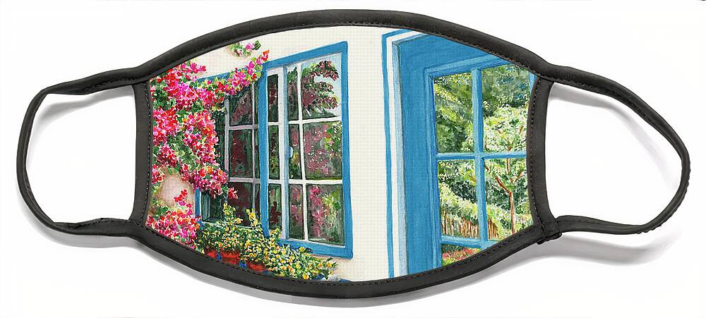 Bungalow Face Mask featuring the painting Garden Bungalow by Lori Taylor