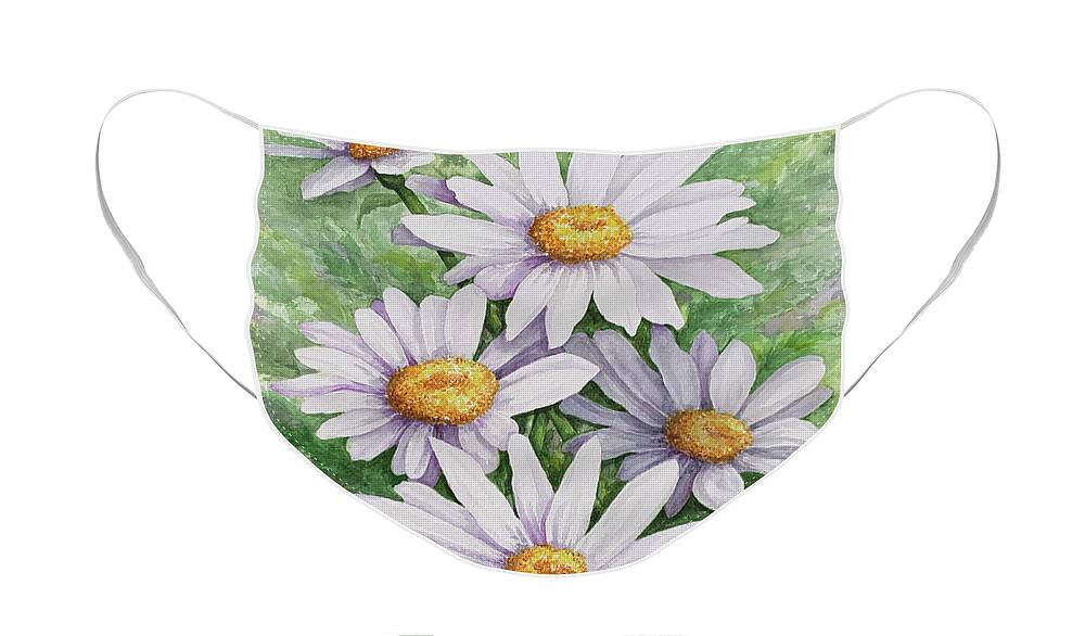 Daisy Face Mask featuring the painting Garden Daisies by Lori Taylor