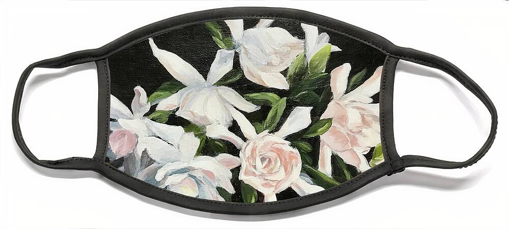 Flowers Face Mask featuring the painting Gardenias by Deborah Smith