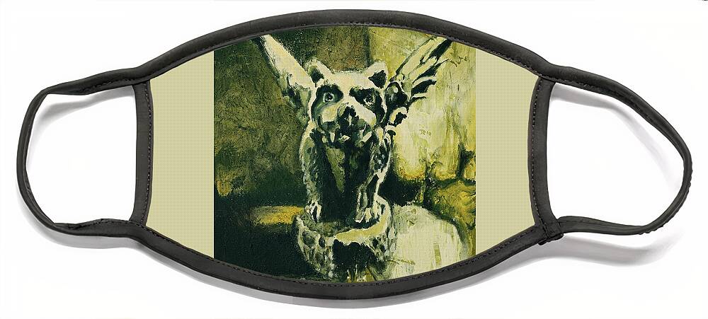 Gargoyle Face Mask featuring the painting Gargoyle by Sv Bell