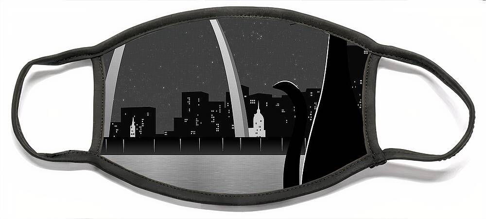 Mid Century Cat Face Mask featuring the digital art Gateway Arch St. Louis Missouri by Donna Mibus