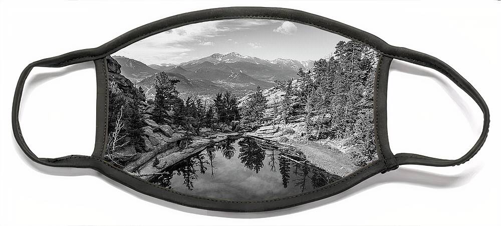 Gem Lake Face Mask featuring the photograph Gem Lake Black and White by Aaron Spong