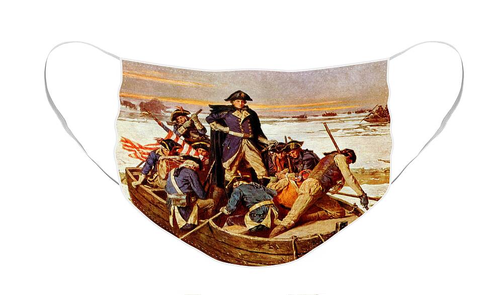 George Washington Face Mask featuring the painting General Washington Crossing The Delaware River by War Is Hell Store