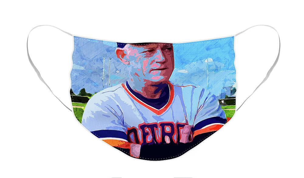 George Lee Sparky Anderson Face Mask featuring the digital art George Lee Sparky Anderson by Pheasant Run Gallery
