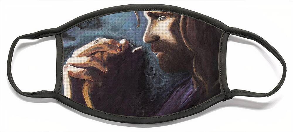 Jesus Gethsemane Gethsemene Christ Prayer Praying Faith Christian Garden Easter Face Mask featuring the painting Gethsemane by Pamela Schwartz