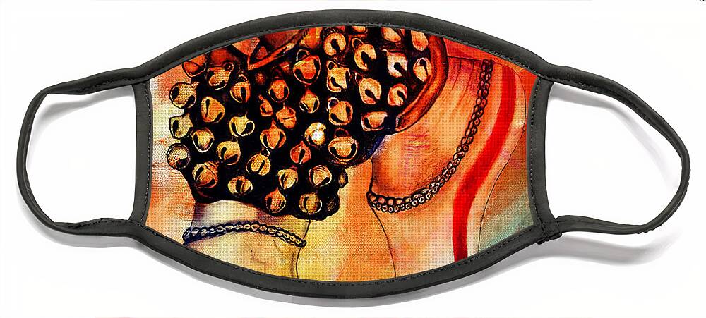 Ghungroo Face Mask featuring the painting Ghungroo dancing feet by Gull G