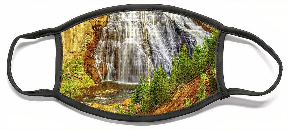 Gibbon Face Mask featuring the photograph Gibbon Falls - Yellowstone by Kenneth Everett
