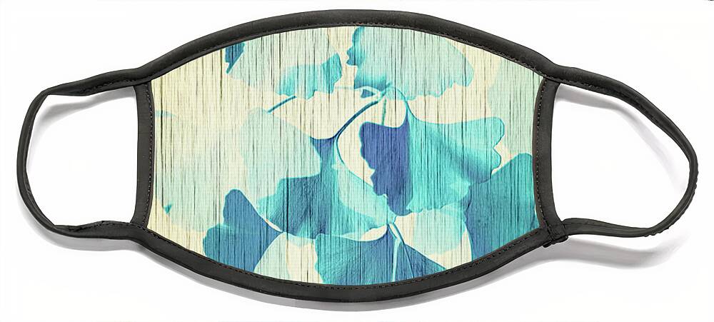 Ginkgo Face Mask featuring the photograph Ginkgo Textured Blue by Philippe Sainte-Laudy