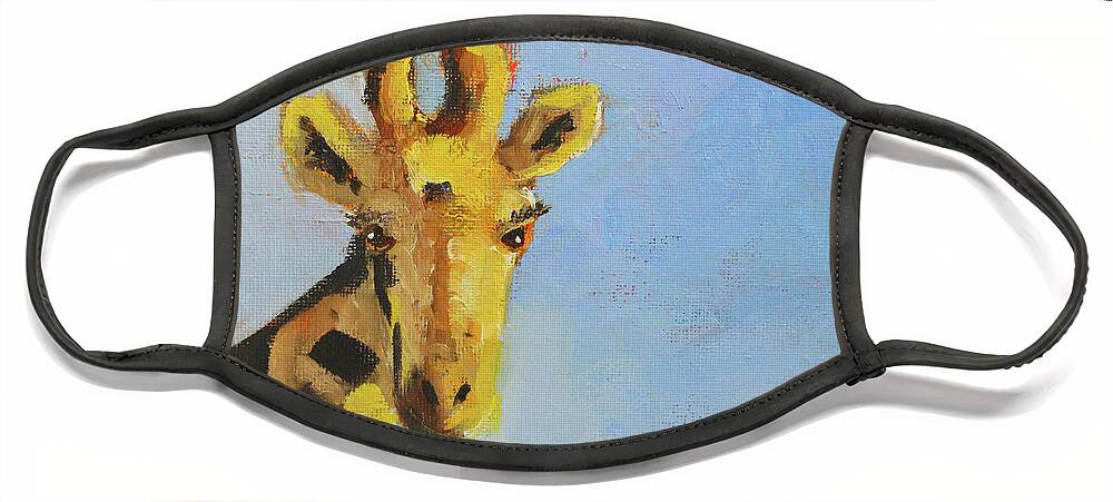 Giraffe Face Mask featuring the painting Giraffe by Nancy Merkle