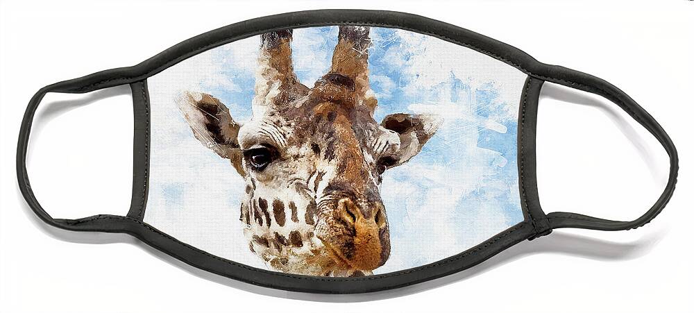  Face Mask featuring the photograph Giraffe portrait mixed media by Jane Rix
