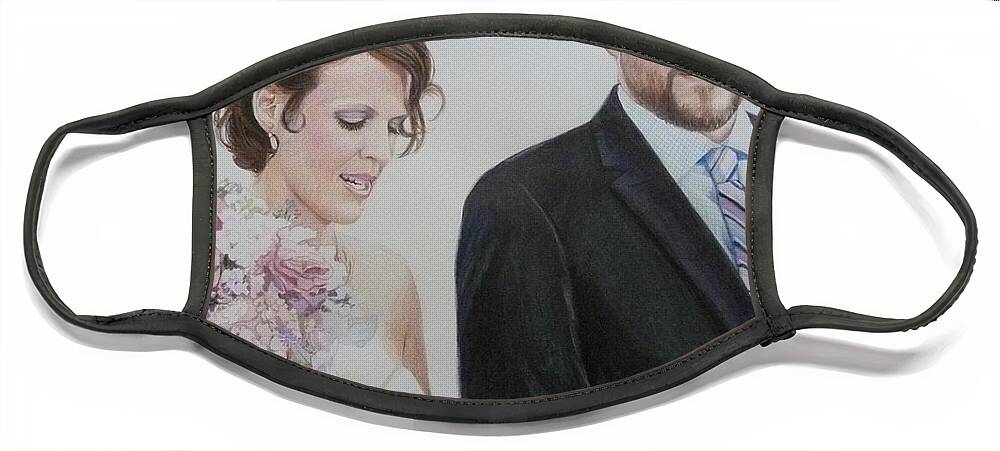 Bride Face Mask featuring the mixed media Giving the Bride Away by Constance DRESCHER