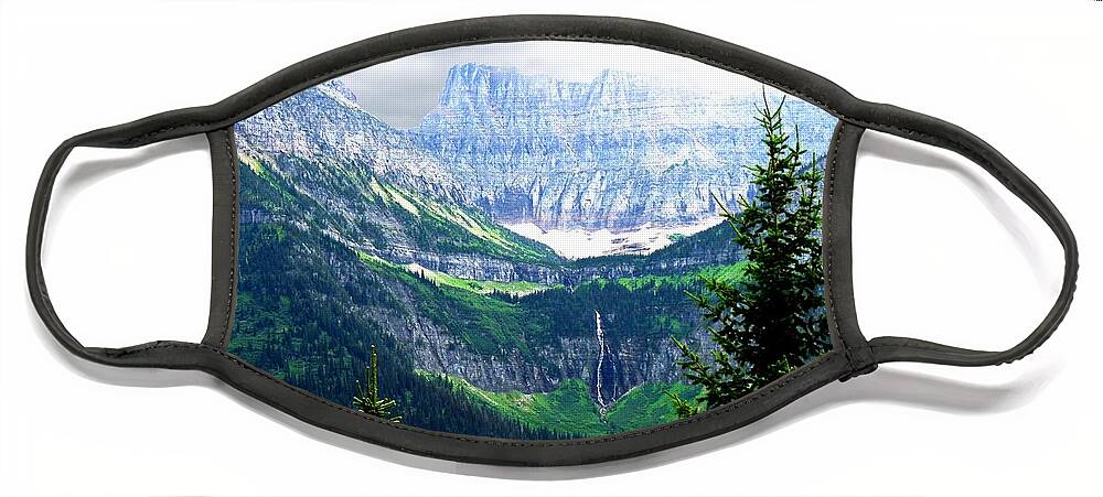 Digital National Park Mountains Scenic Face Mask featuring the digital art Glacier Park by Bob Shimer