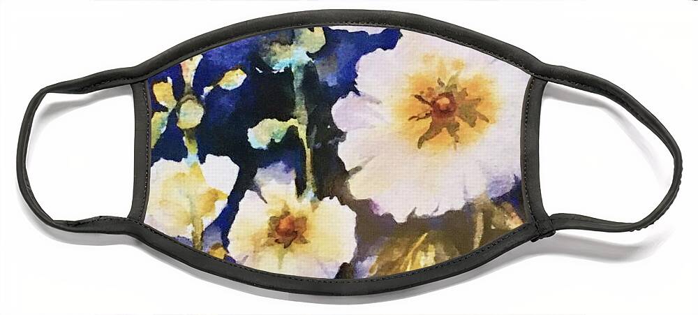 White Flowers Gladiolus Face Mask featuring the painting Gladiolas white by Caroline Patrick