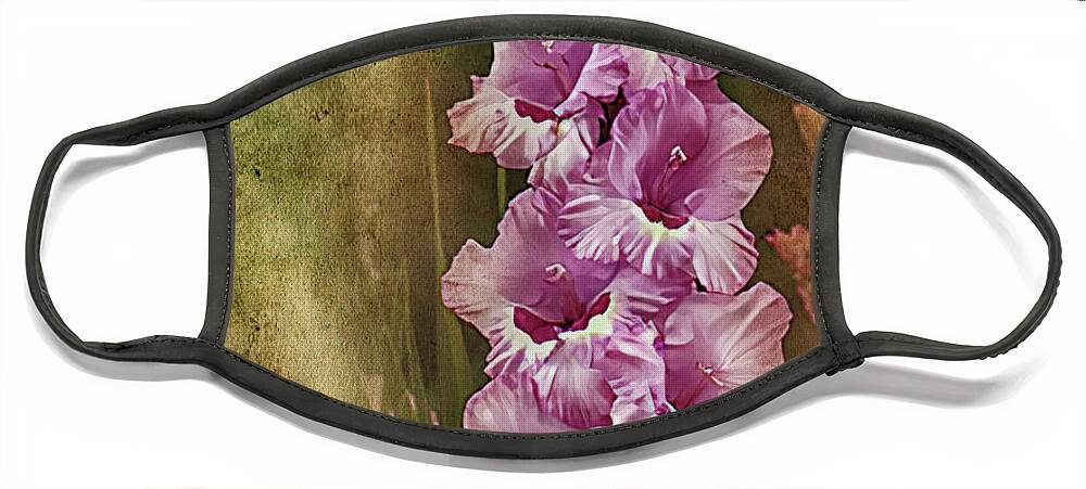 Gladiolus Face Mask featuring the photograph Gladiolus with Texture Overlay by Bill Barber