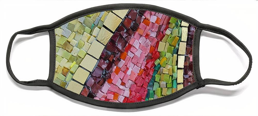 Mosaic Face Mask featuring the glass art Go with the flow by Adriana Zoon