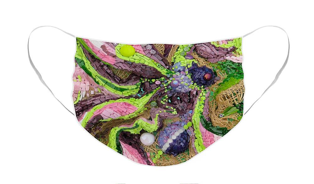 Mosaic Face Mask featuring the glass art Go with the flow mosaic by Adriana Zoon