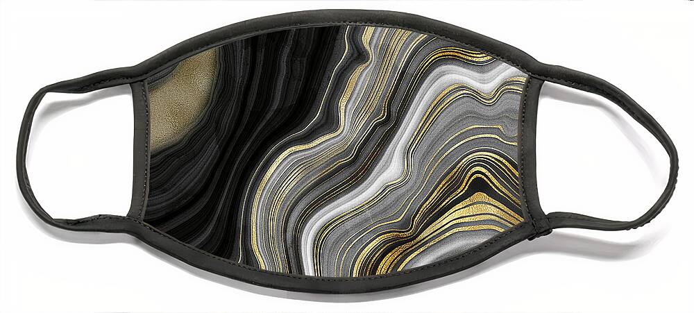 Gold And Black Agate Face Mask featuring the painting Gold And Black Agate by Modern Art