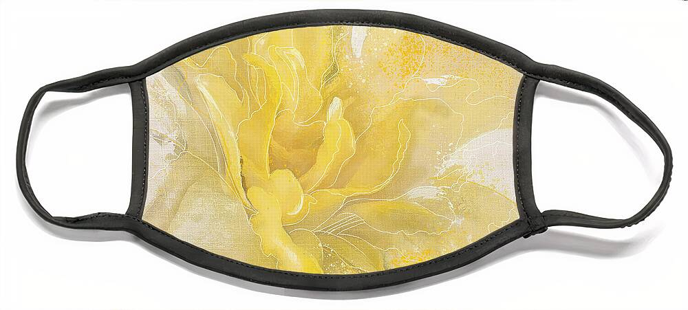 Floral Face Mask featuring the digital art Golden Blossom by Gina Harrison