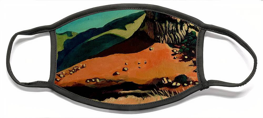 Rocks Face Mask featuring the painting Golden Gate by Franci Hepburn