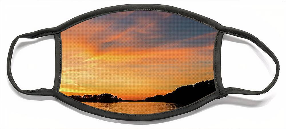 Lake Face Mask featuring the photograph Golden Streaked Sun Skies by Ed Williams