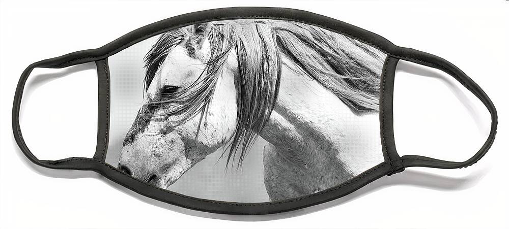 Wild Horses Face Mask featuring the photograph Goliath by Mary Hone