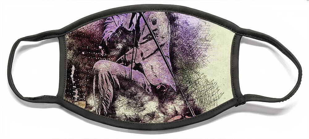 Gord Downie Tragically Hip Musician Rock Face Mask featuring the digital art Gord Downie Tragically Hip3 by Thomas Leparskas
