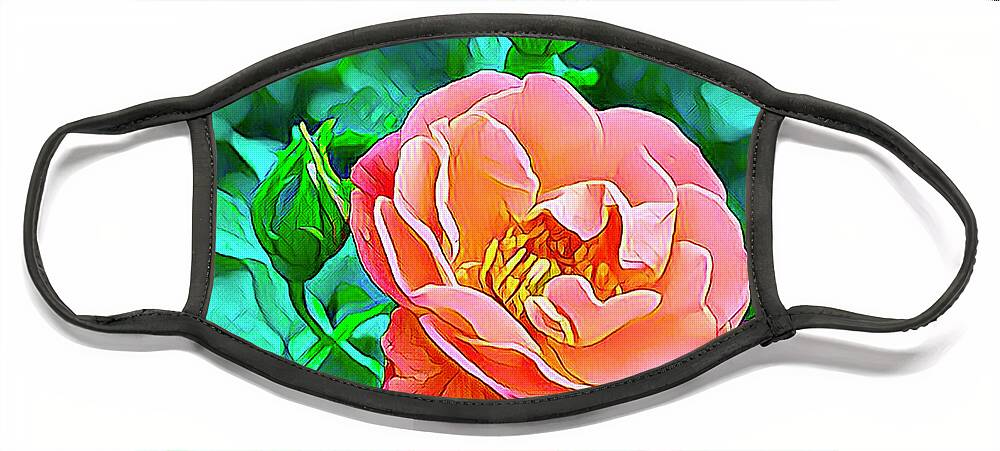 Flowers Face Mask featuring the digital art Gorgeous Rose by Nancy Olivia Hoffmann