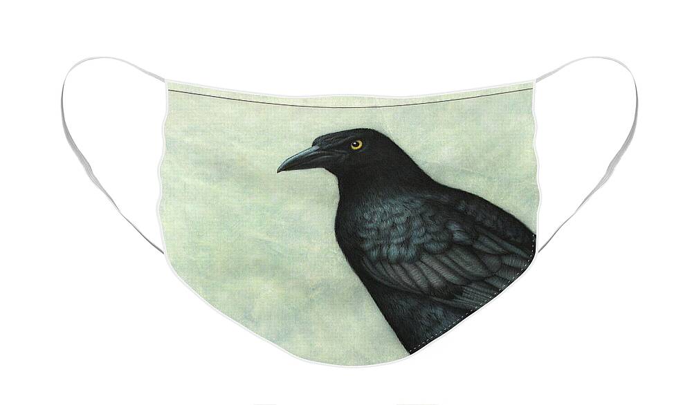 Grackle Face Mask featuring the painting Grackle by James W Johnson
