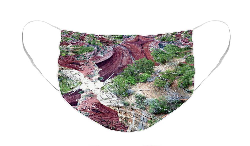 Fractal Face Mask featuring the digital art Grand Canyon Fractal -2 by Charles Robinson
