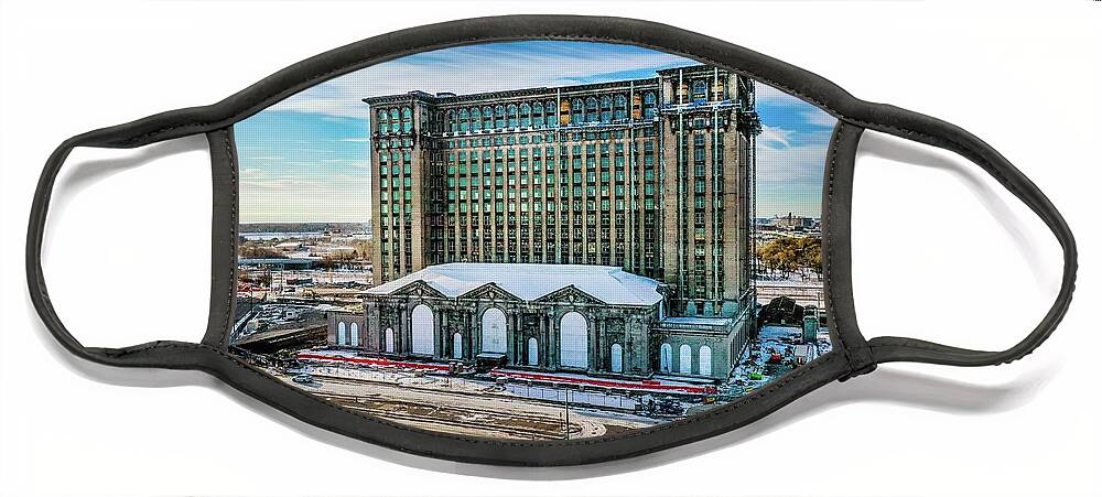 Detroit Face Mask featuring the photograph Grand Central DJI_0453 by Michael Thomas